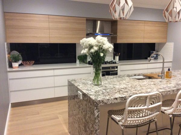 modern kitchen style stone clean concrete melamine polyurethane white gloss handless furnipart