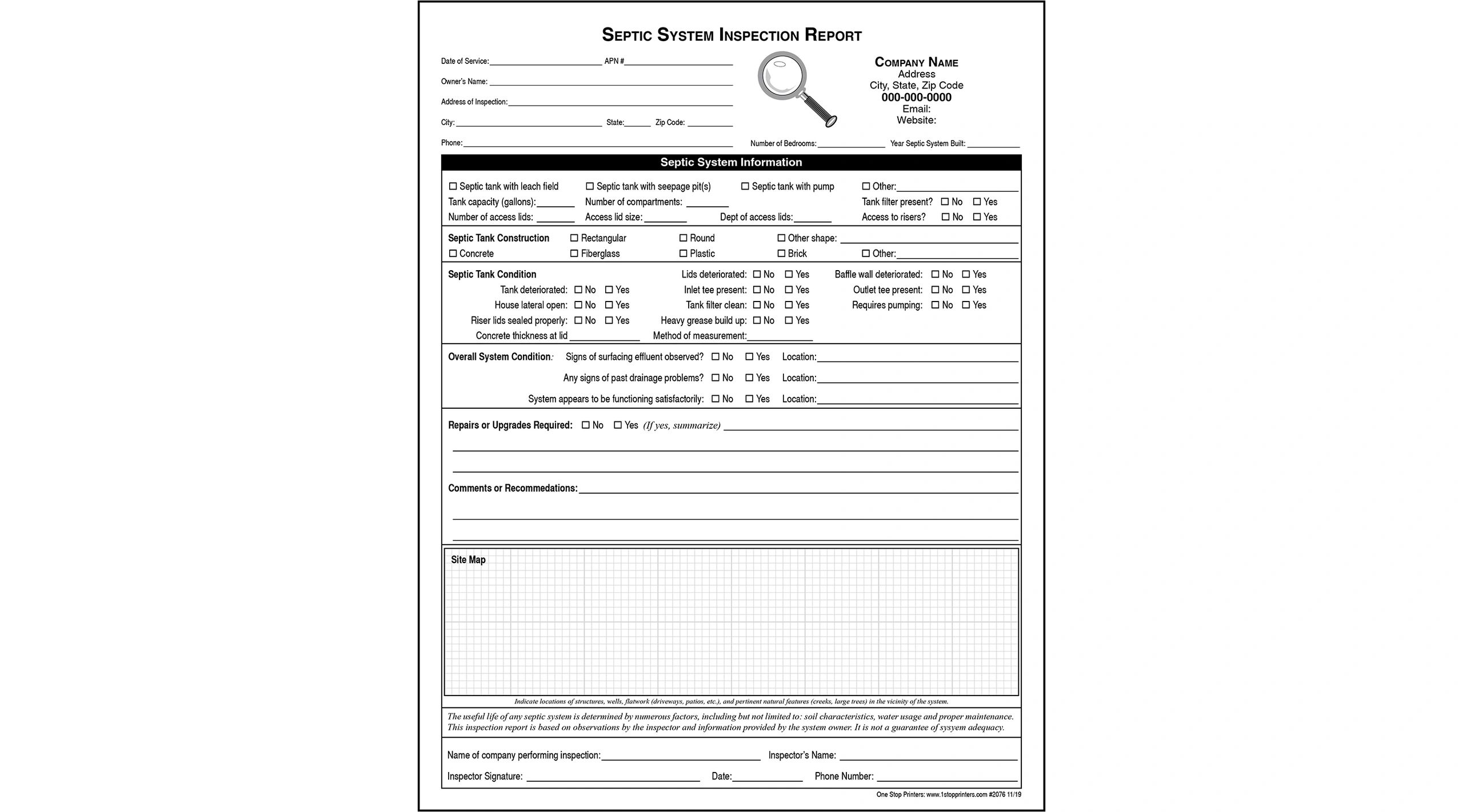 Septic System Inspection Report