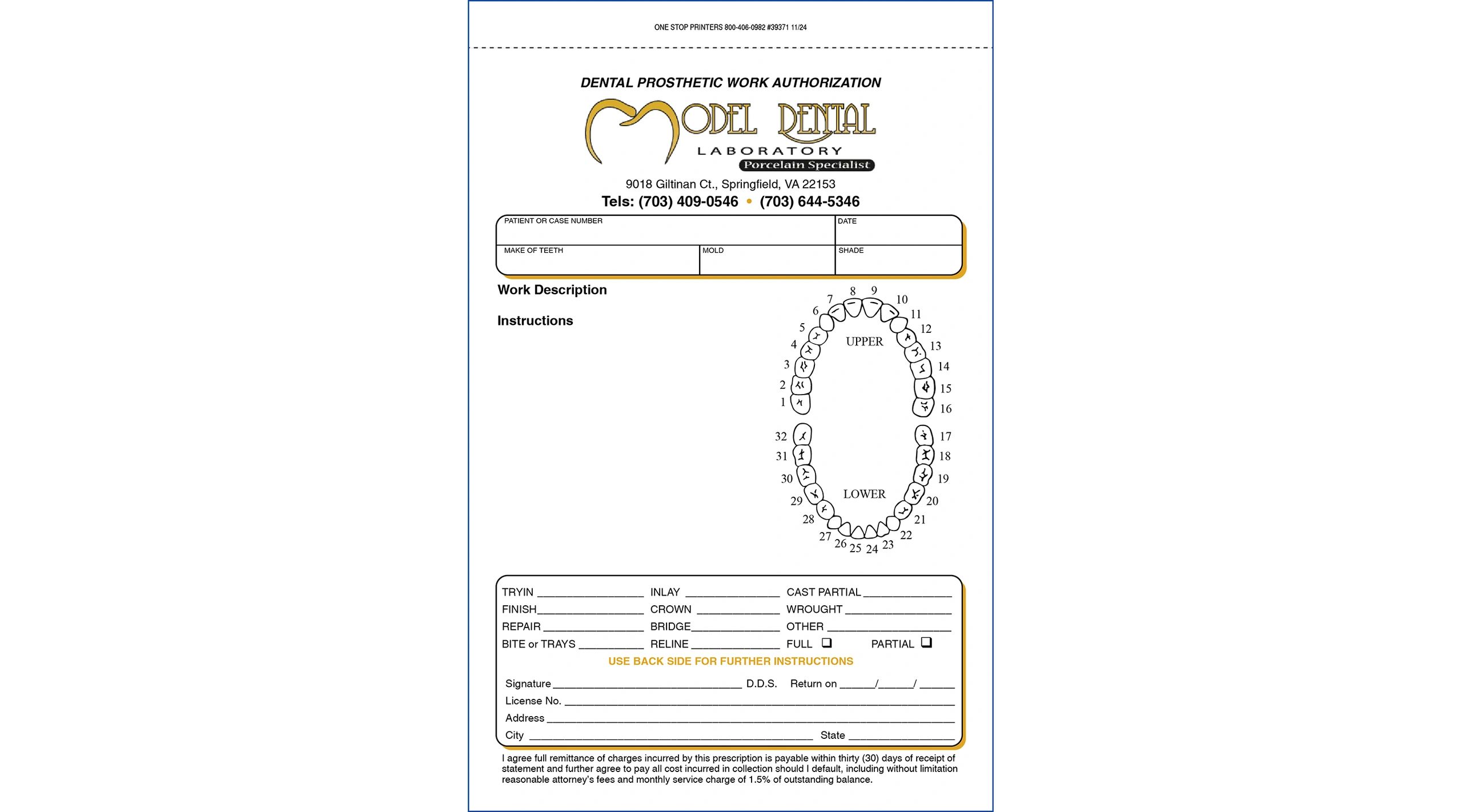 Dental Lab Slip Dental Lab Slip