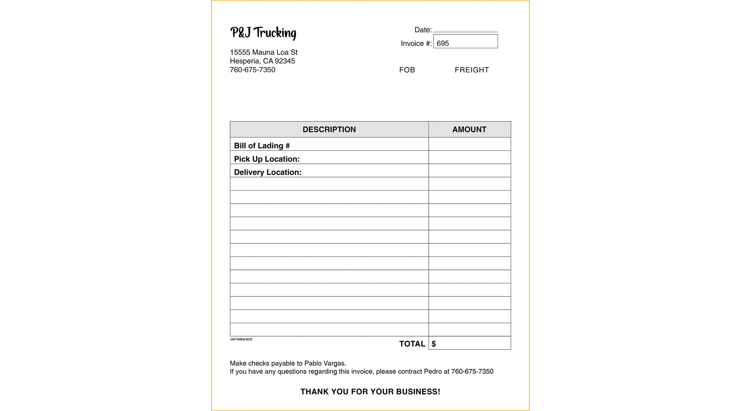 Custom Trucking Invoices Samples
