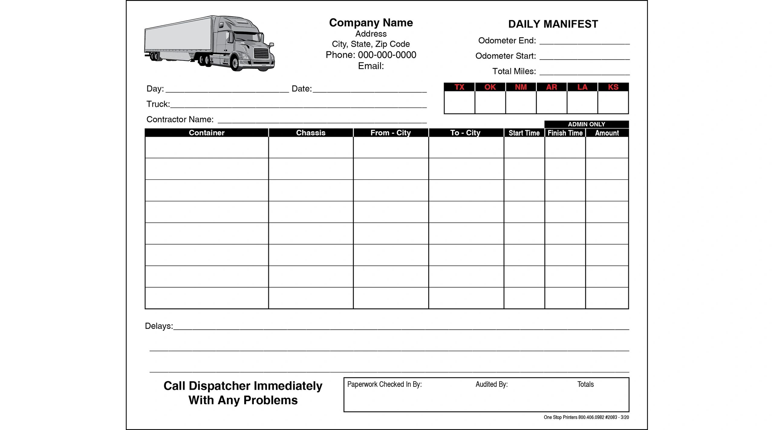 Truck Driver’s Daily Pay Sheet
