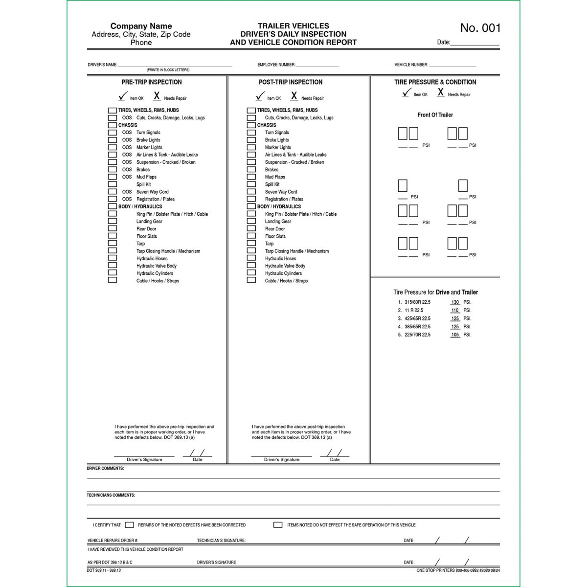 Trailer Record Example Text File Trailer Vehicles daily Inspection Condition Report #2080