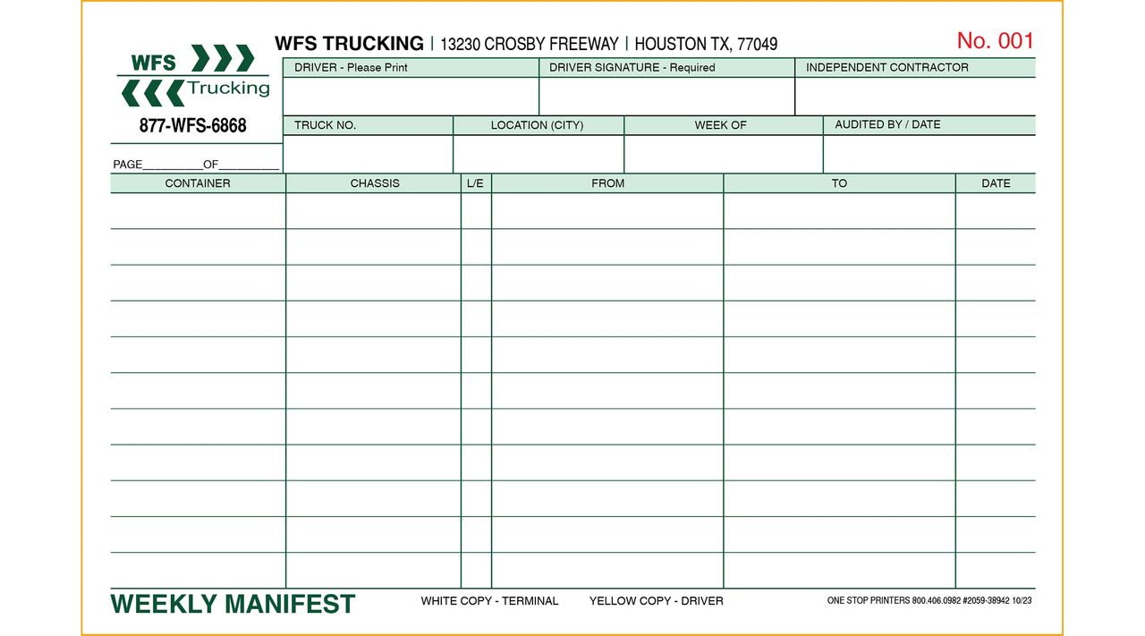 cargo manifest template
