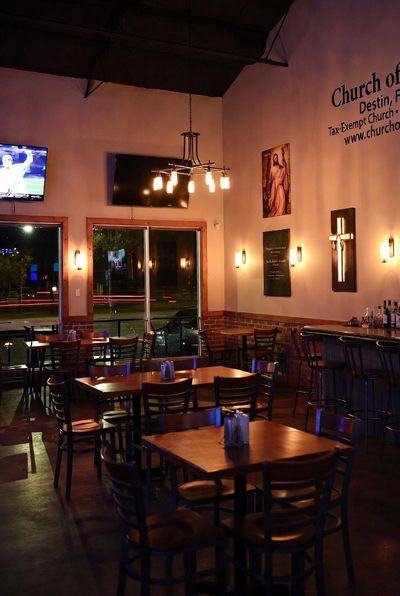 Cozy faith bar: inclusive spiritual fellowship.