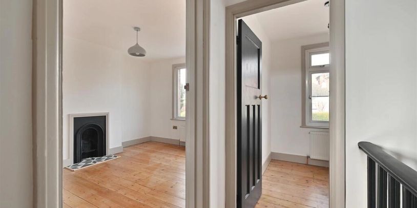 Empty rooms with wooden floors and white walls.