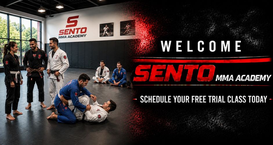 Group training session at Sento MMA Academy with friendly interactions and practice.