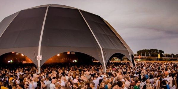 40M Igloo Tent Structure with Black Fabric Covering