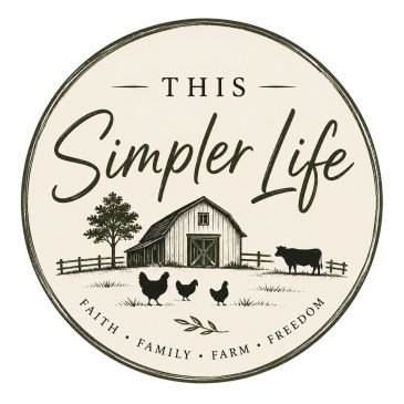 Logo with farm elements and the phrase 'This Simpler Life.'
