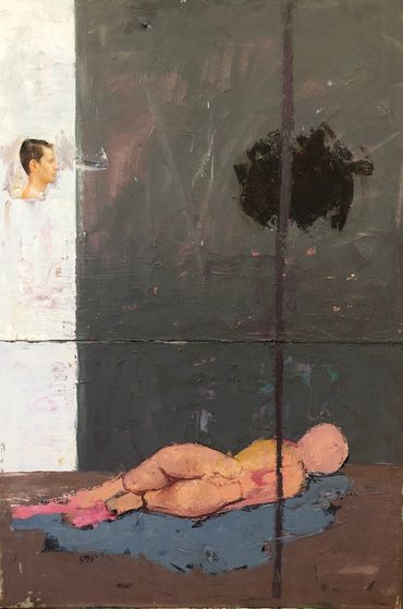 Untitled 
44x30
oil/mixed media on two canvas's
2013
available
