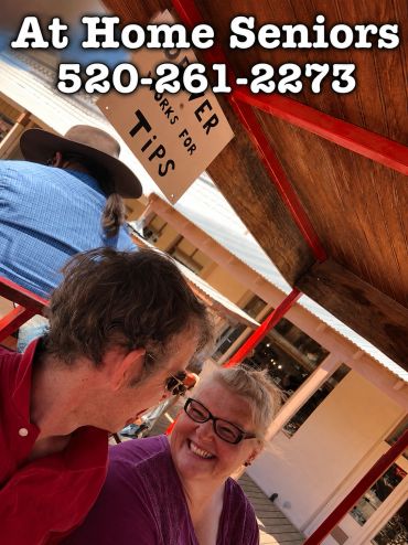At Home Seniors Client and caregiver on an outing in Tombstone, Az.