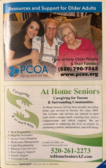 Tucson magazine advertising for At Home Seniors