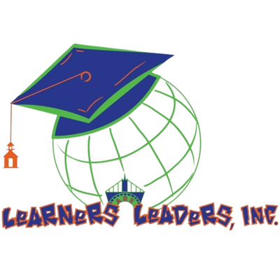Logo of Learners Leaders Inc with a graduation cap and globe.