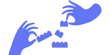 Hands putting lego blocks together