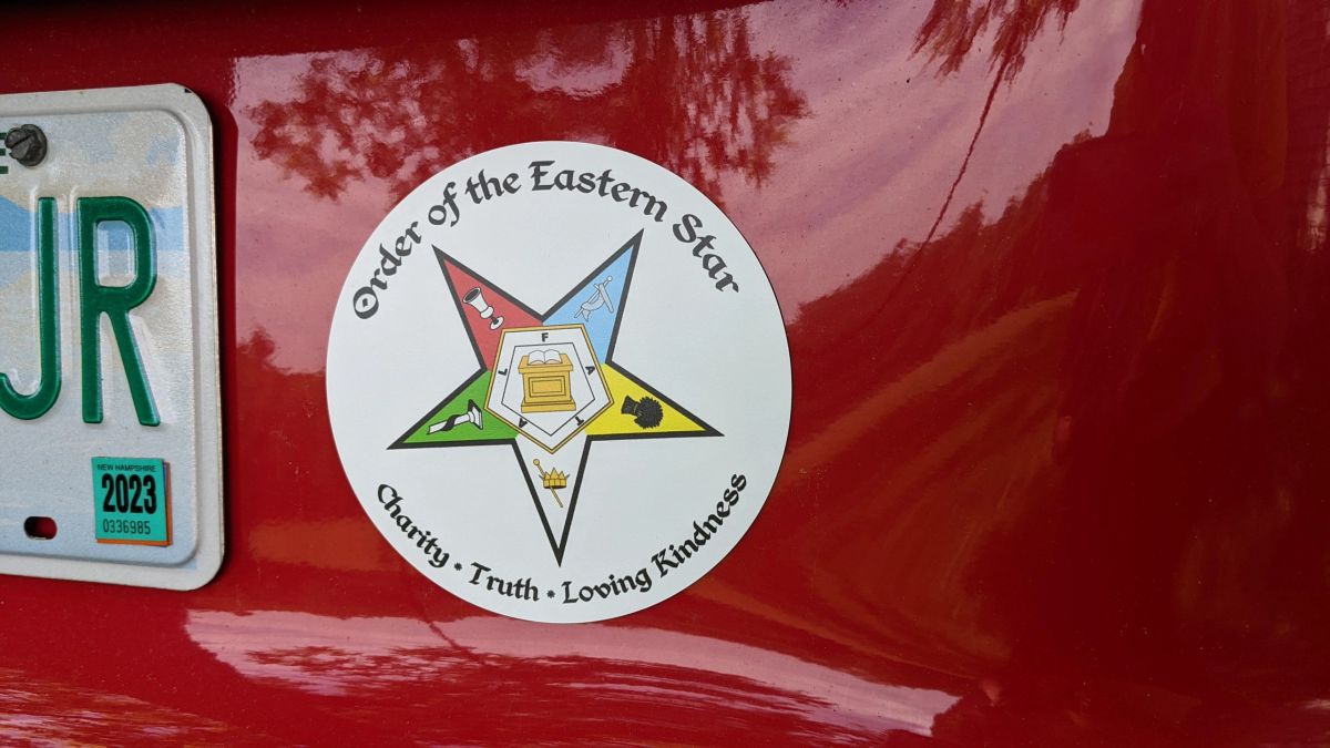Order of the Eastern Star Masonic Auto Emblem - [White Order of the Eastern Star Masonic Auto Emblem - [White