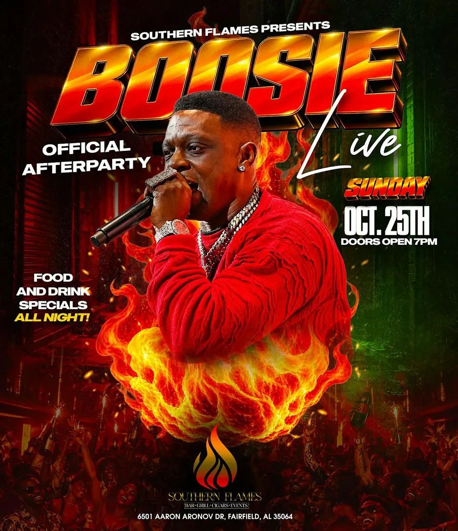 Boosie Live Official Afterparty on Oct. 25th with food and drink specials.