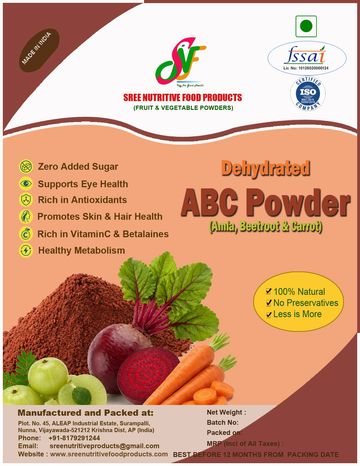 Dehydrated ABC Powder with amla, beetroot, and carrot.