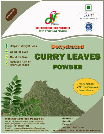 Dehydrated curry leaves powder with health benefits.