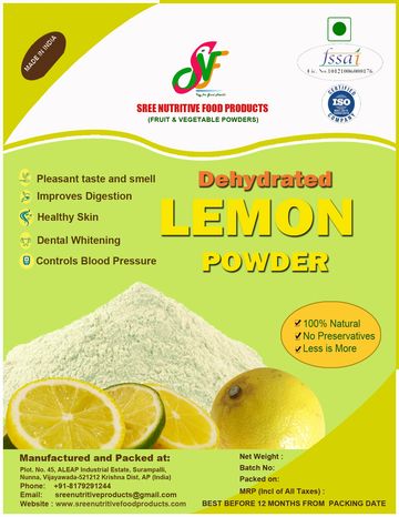 Dehydrated lemon powder with health benefits and natural ingredients.