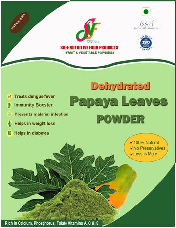 Dehydrated papaya leaves powder with health benefits.