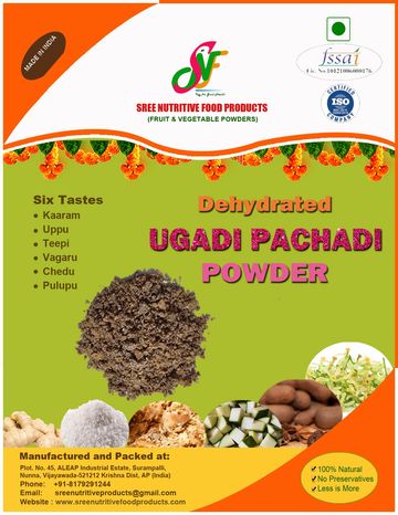 Package of Dehydrated Ugadi Pachadi Powder from Sree Nutritive Food Products.