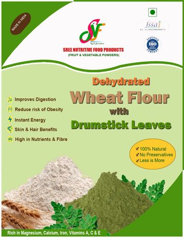 Dehydrated wheat flour with drumstick leaves, natural and nutritious.