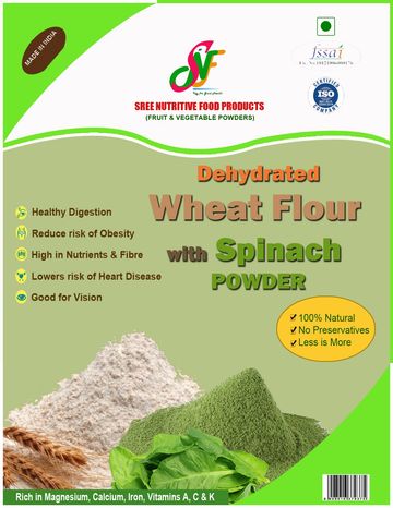 Dehydrated Wheat Flour with Spinach Powder promoting health benefits.