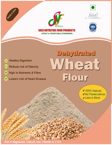 Packaging of dehydrated wheat flour with health benefits.