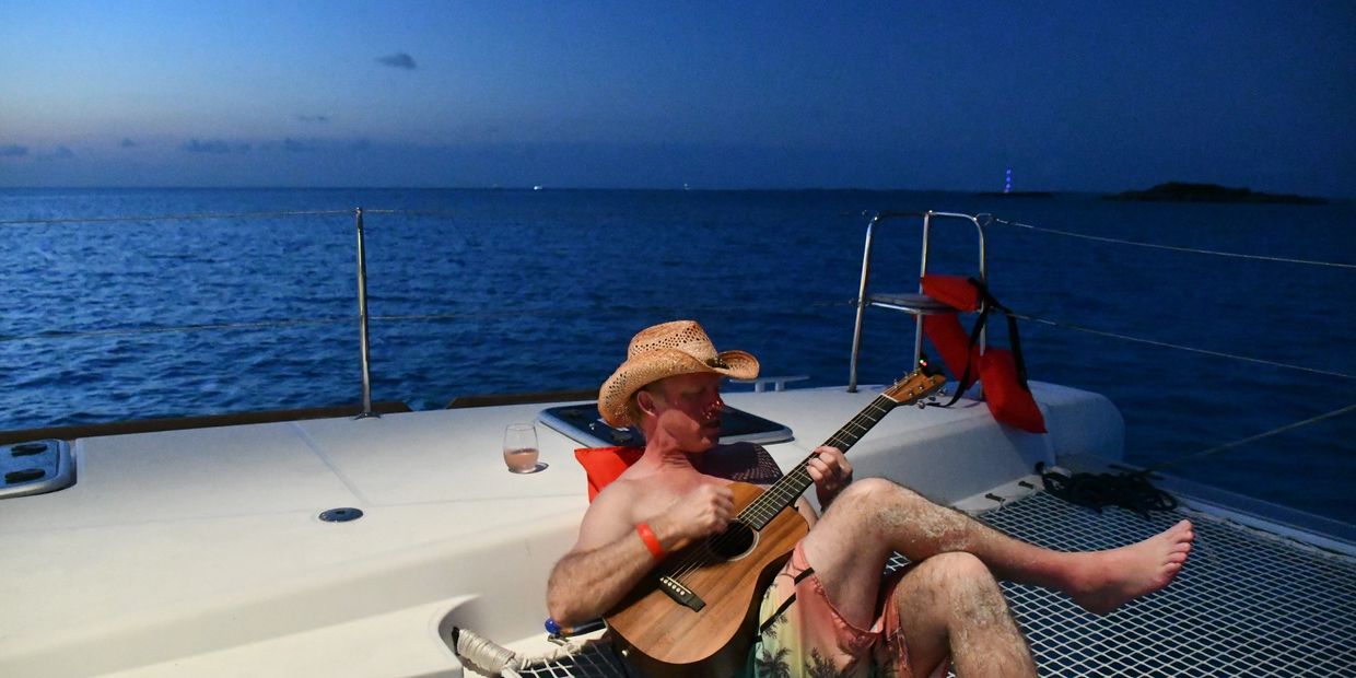 Writing nauti song in the Exumas.