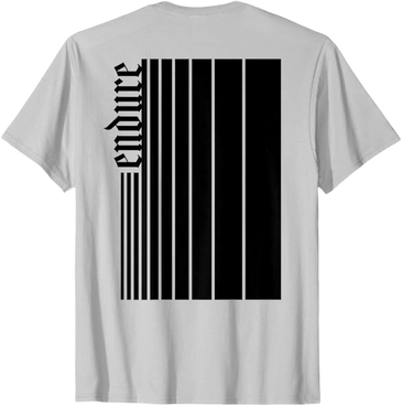 endure barcode graphic shirt gothic streetwear black white vertical stripe design