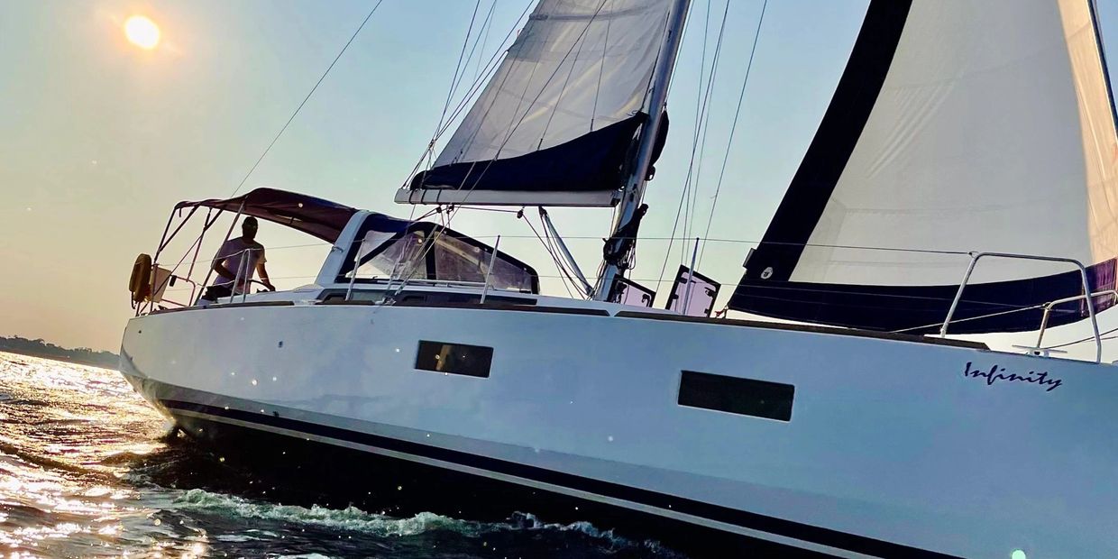 This is a photo of our 38 foot Beneteau Oceanis, Infinity. 