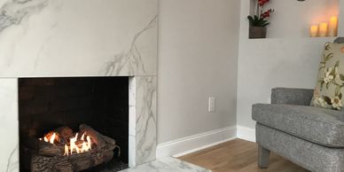 Fireplace with marble surround