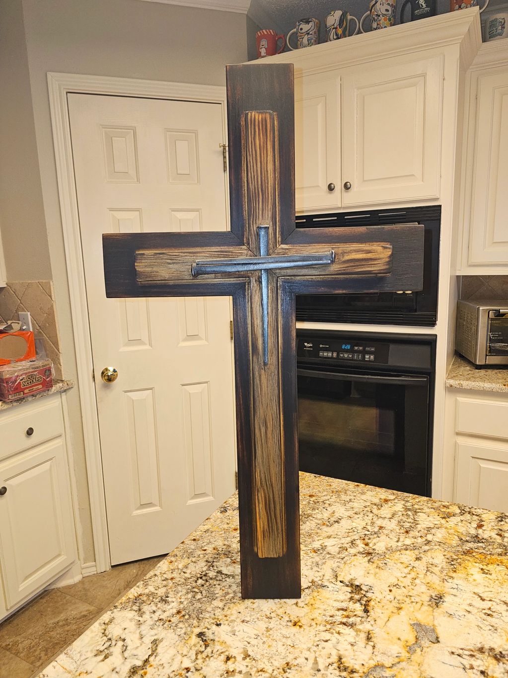 Milled Wood Cross with Nails