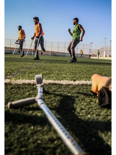Disability participants playing football