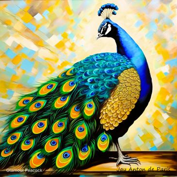 Vibrant peacock with colorful feathers.