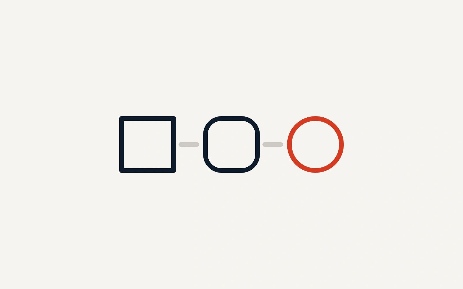 Transformation symbol: a square becomes a circle