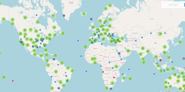 World Map of GPS / RTK base station locations