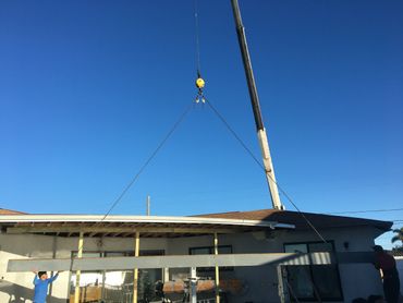 installation of 50’ I-beam.  