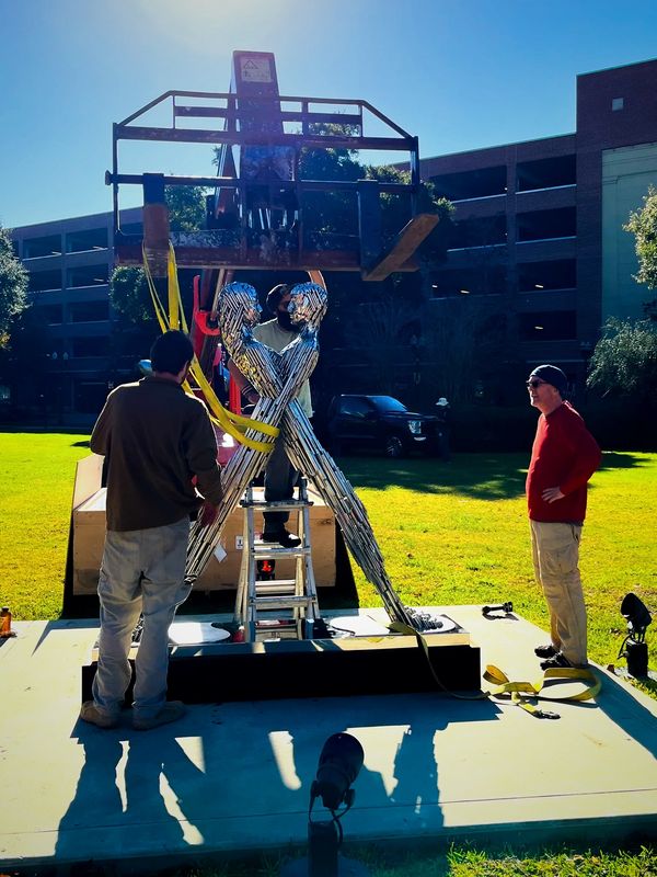 Art sculpture installation for city municipalities, like this admin building’s “Art On The Lawn”. 