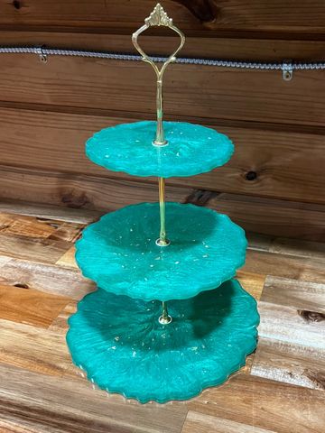 3 tiered green platter