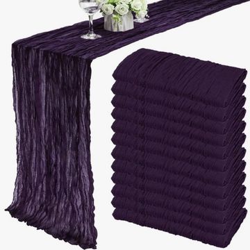 Purple cheesecloth table runner