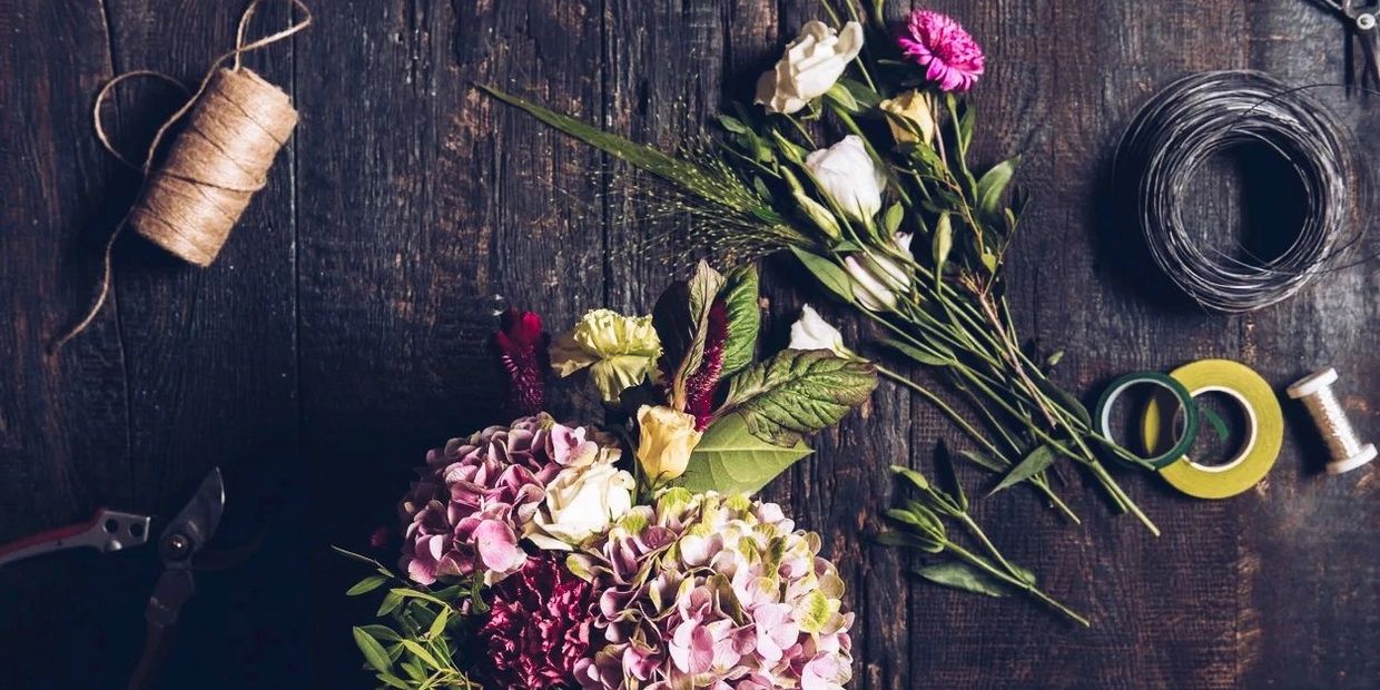 Flowers, bench, fresh, floral tools, florist, design, arrangements 