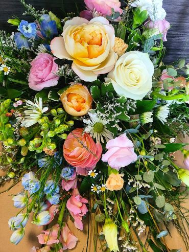Colorful bouquet of assorted flowers.