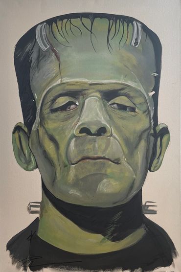 horror, halloween, Frankenstein, frankenstein painting, buffalohealy, artist, art  