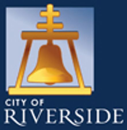 City of Riverside logo with a bell and cross symbol.