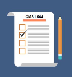 CMS L564 form with a checkmark on the second box and a pencil beside it.