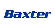 Baxter company logo in blue font.