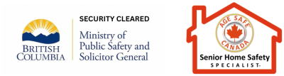 Logos of British Columbia Ministry of Public Safety and Senior Home Safety Specialist.