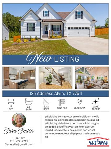 New listing for a modern 3-bedroom home in Alvin, TX with lake access.
