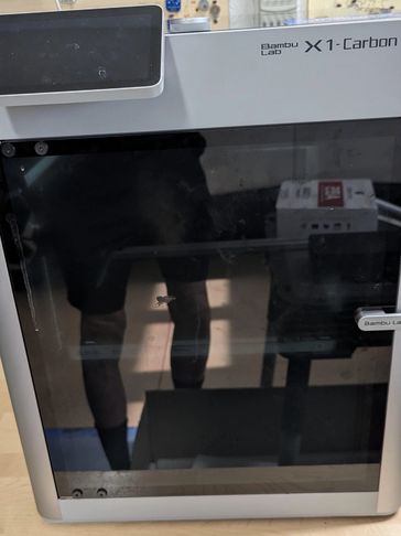 Bambu X1 Carbon, one of two 3D printers available for prototyping and production of parts for our cu