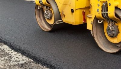 paving bulldozer at site in Lubbock